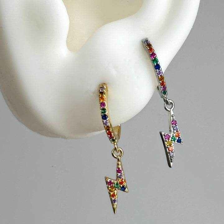 Rainbow Bolt Mini Hoops