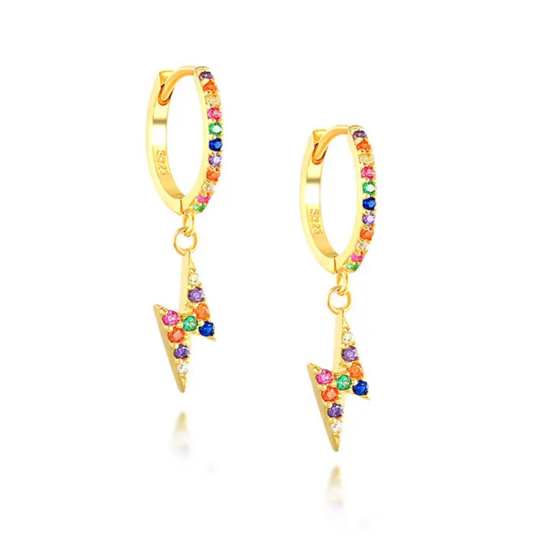 Rainbow Bolt Mini Hoops