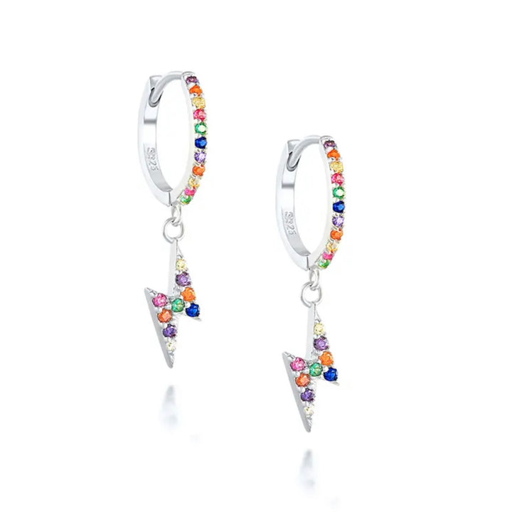 Rainbow Bolt Mini Hoops