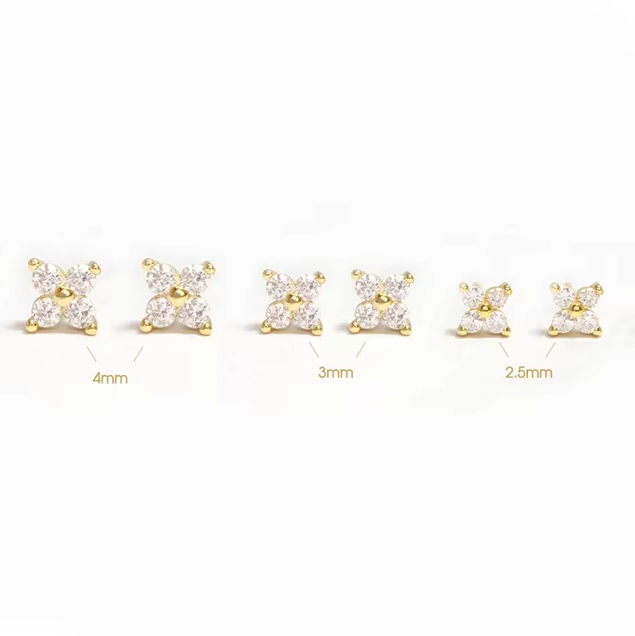 3pc Flower Stud Set