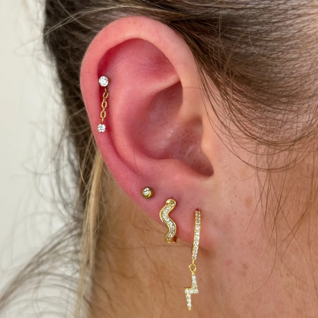 Crystal Bolt Mini Hoops